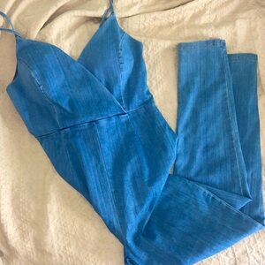 Haute Monde One Piece Denim Jumper Onesie Skinny Jeans Large Like New Jumpsuit